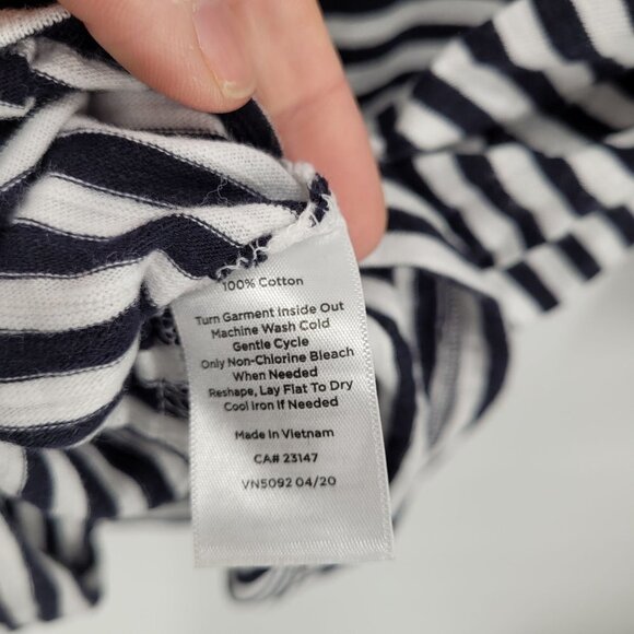 Talbots Womens large navy blue white stripe shoulder button detail 3/4 sleeve - Picture 6 of 9